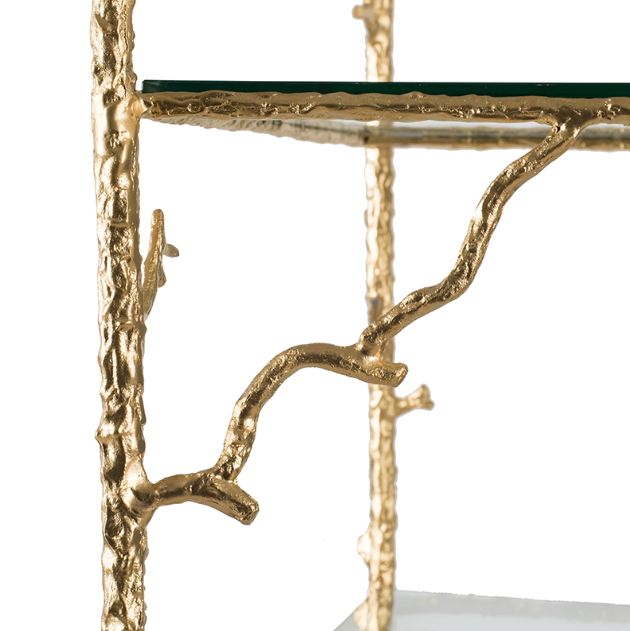 Branched Bird Square Glass Side Table