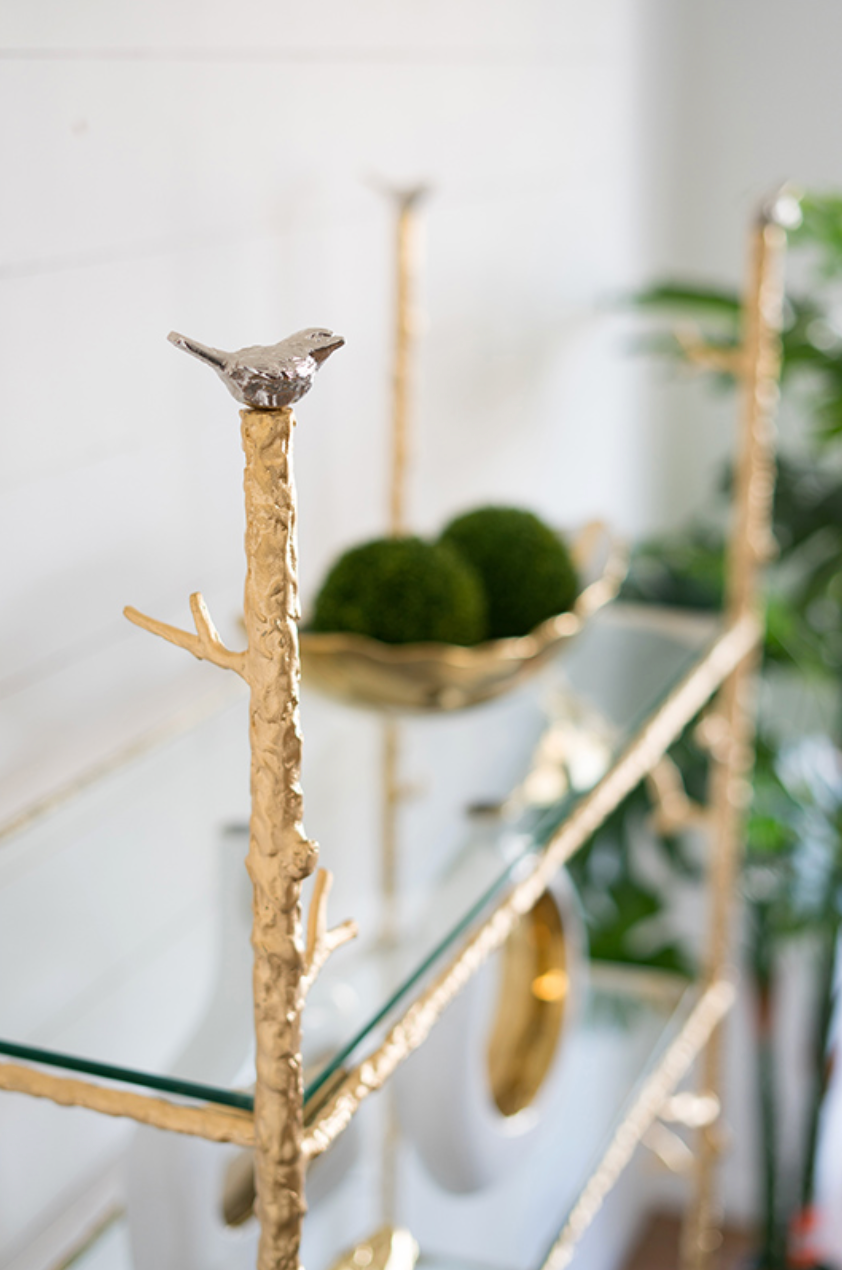 Branched Bird Glass Etagere