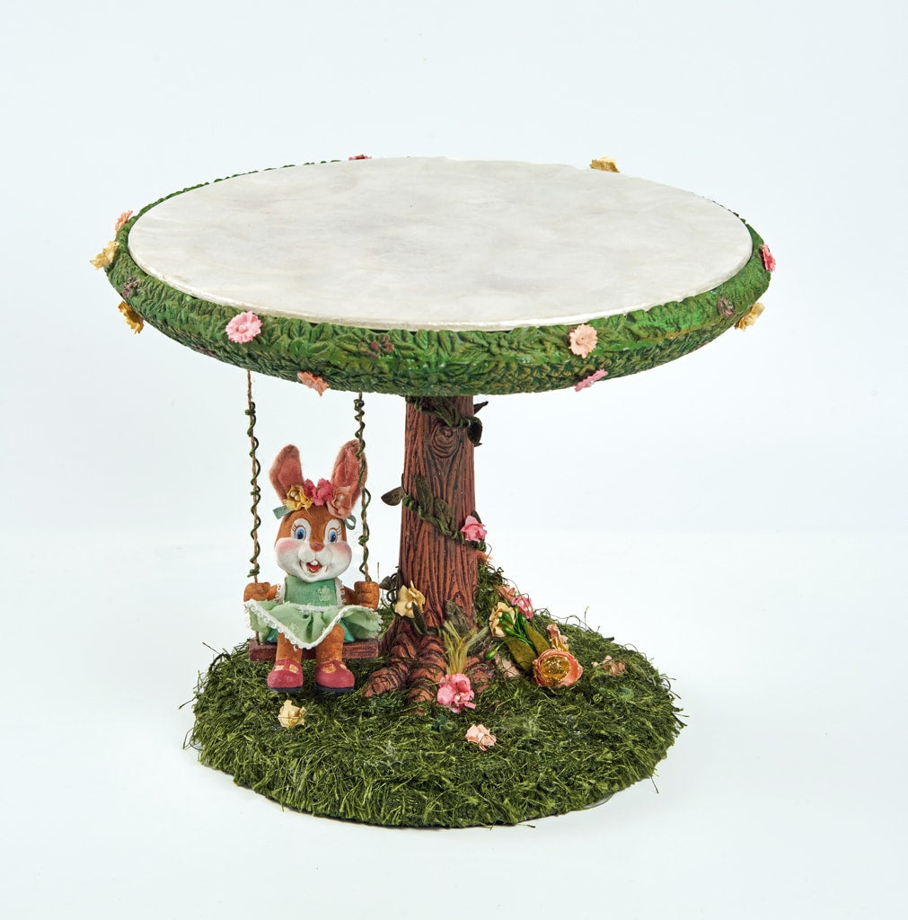 Swinging into Spring Cake Plate