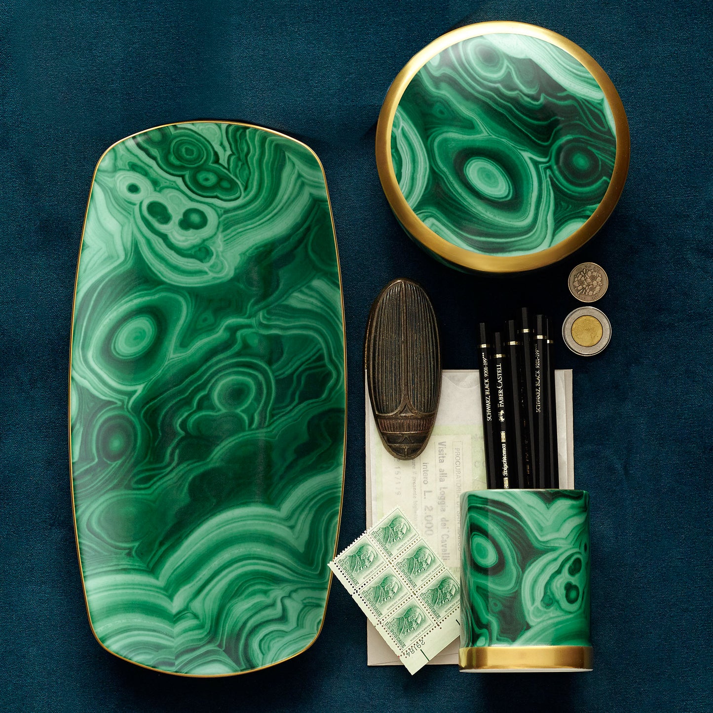 Malachite Rectangular Tray