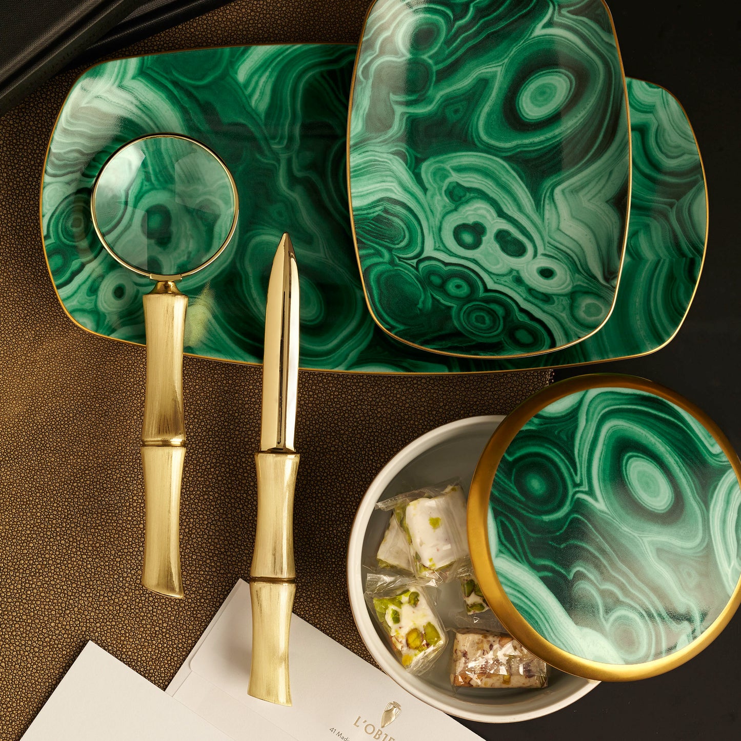 Malachite Rectangular Tray